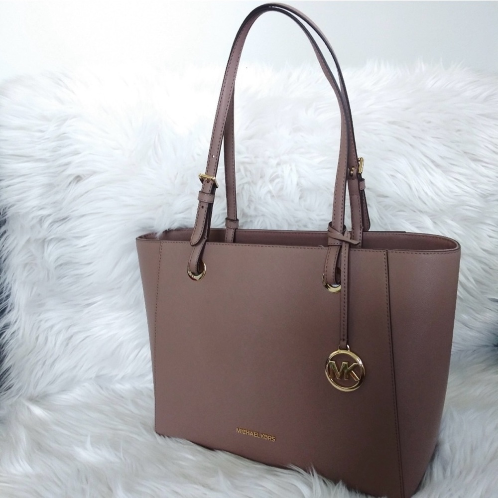 Michael Kors MK Saffiano Leather Tote in Dark Fawn Color RARE FIND!